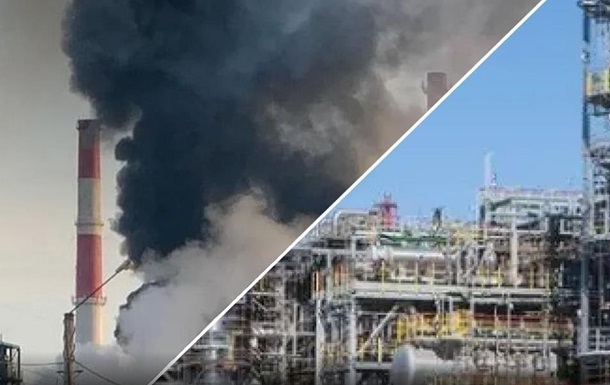 Пожежа на російському нафтопереробному заводі після атаки дронів ЗСУ